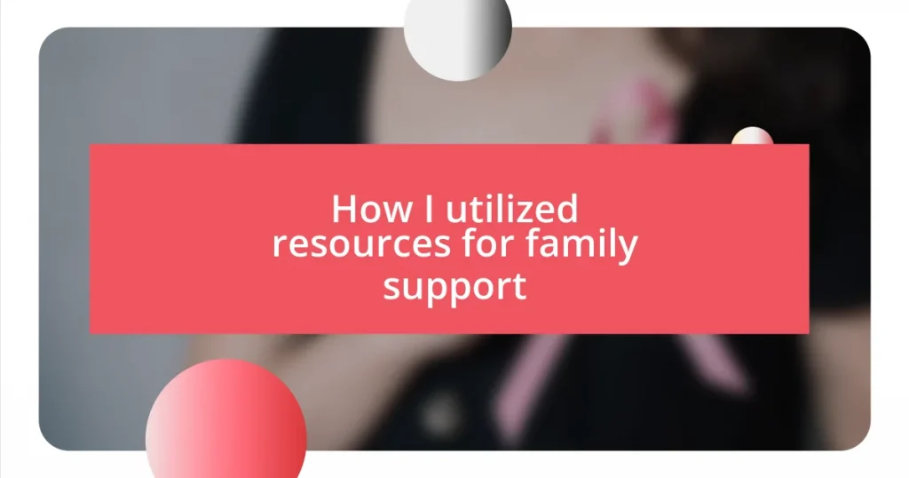 How I utilized resources for family support